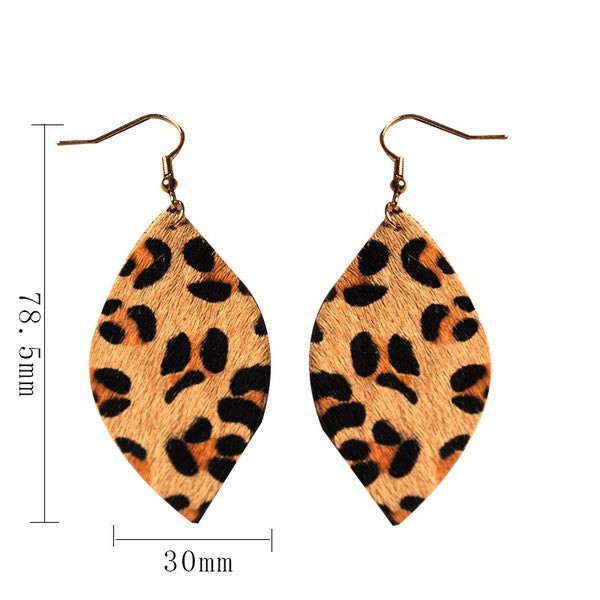 Animal Printed Leaf Earrings