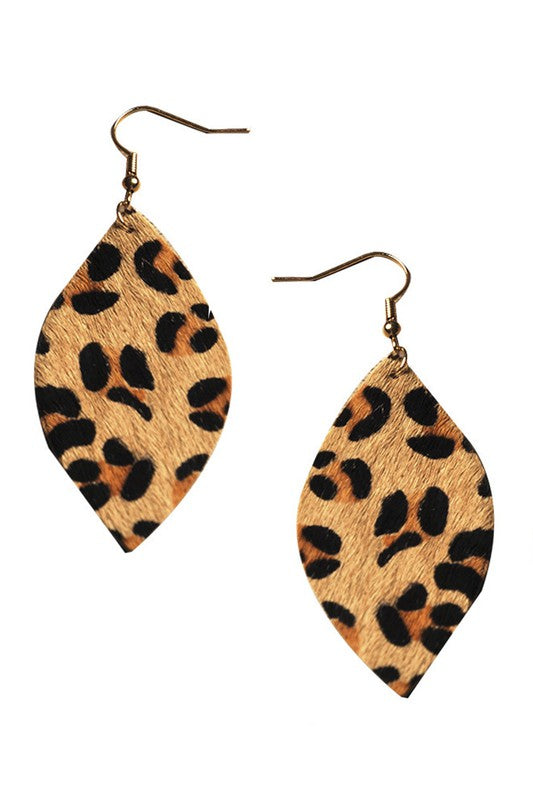 Animal Printed Leaf Earrings