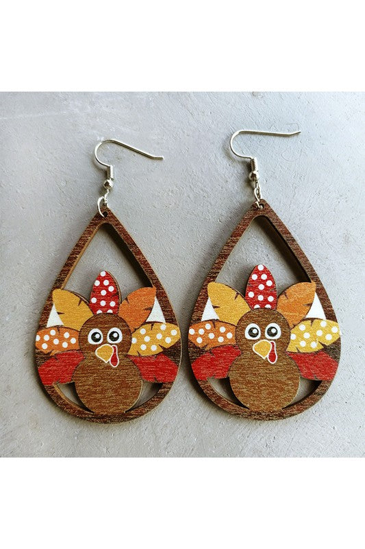 Turkey Teardrop Wooden Earrings