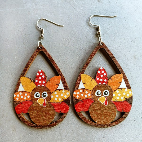 Turkey Teardrop Wooden Earrings