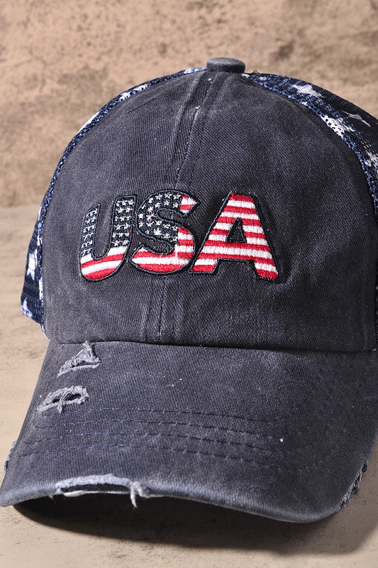 Stars and Stripes Washed Trucker Hat