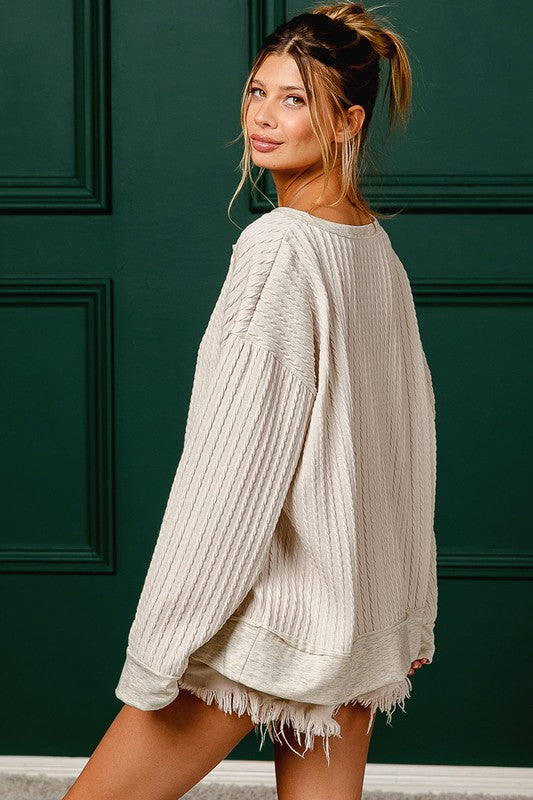 Cable Knit Cut Edge Top