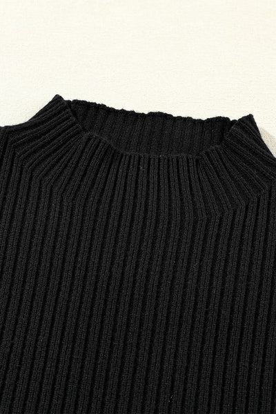 Patch Pocket Ribbed Knit Short Sleeve Sweater