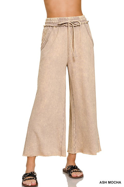 Washed French Terry Palazzo Pants