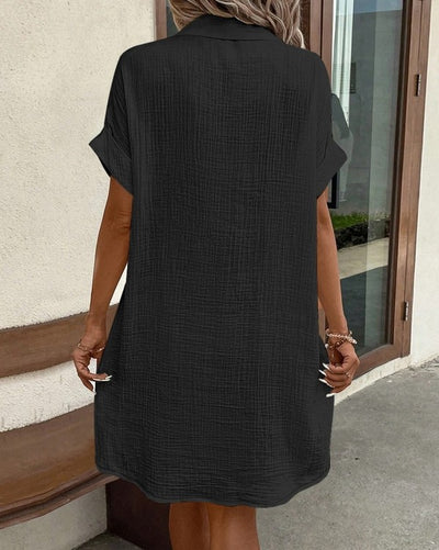 Simple V Neck Button Up Dress