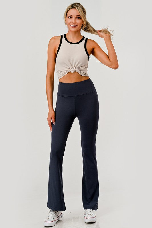 Womens High Waist Soft Brushed Flare Pants