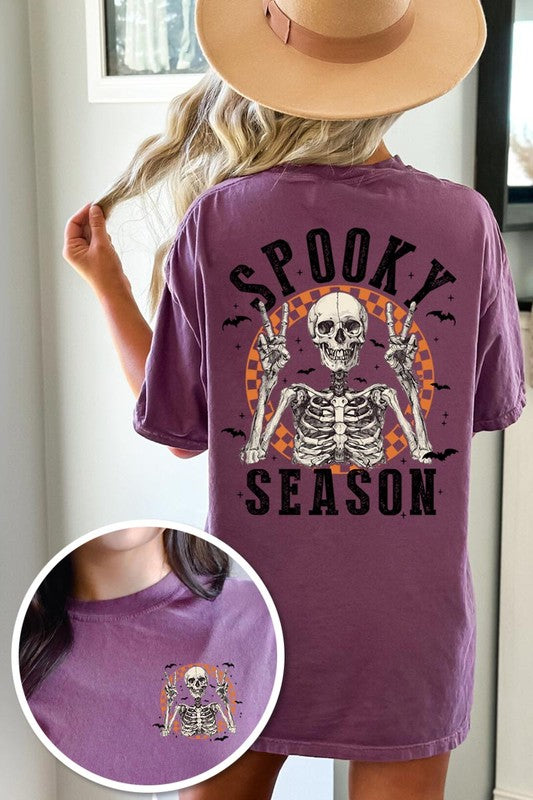 Spooky Season Skeleton Graphic Garment Dyed Tee