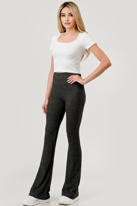 Womens Buttery Soft Fuzzy Sweater Knit Flare Pants