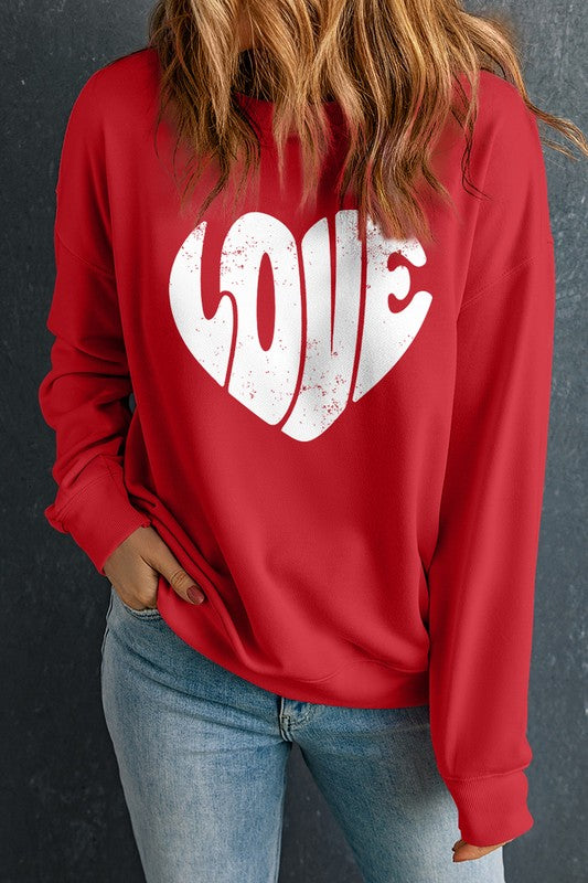 Heart-shape LOVE Letter Graphic Sweatshirt