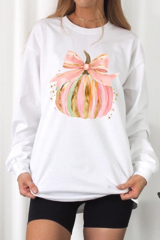 Brushstroke Pumpkin Graphic Long Sleeve Tee