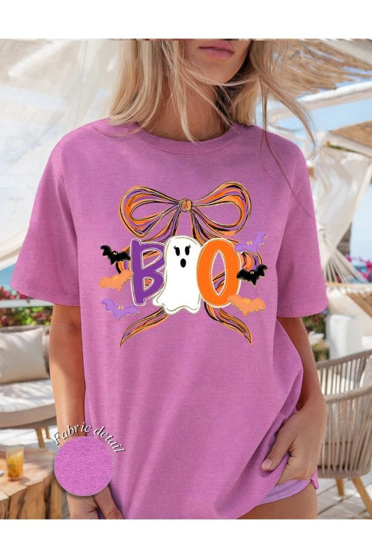 Boo Brushstroke Bow Graphic Heavy Cotton Tee