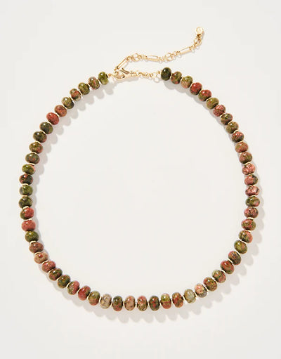 Spartina Oval Stone Beaded Necklace Unakite