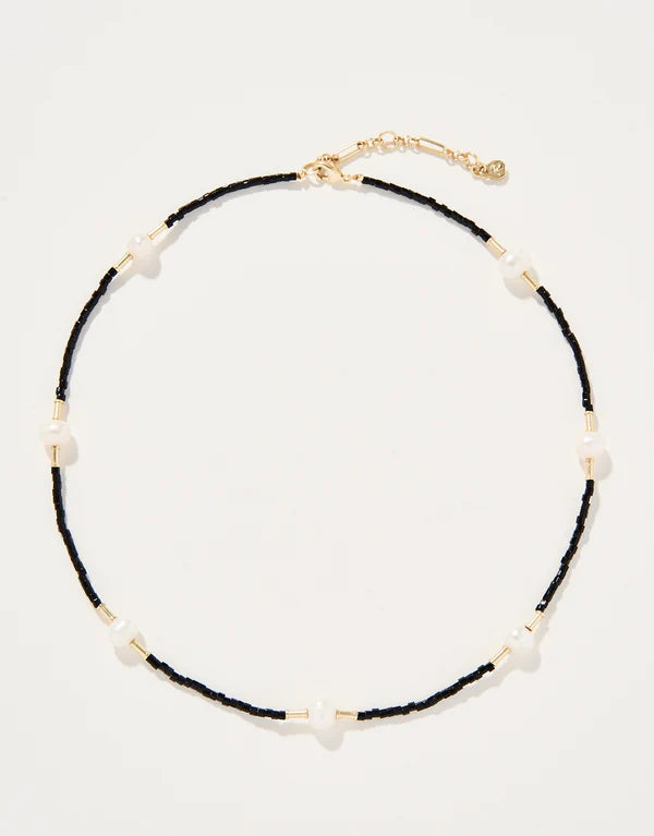 Spartina Pearl Bitty Black Bead Necklace Black