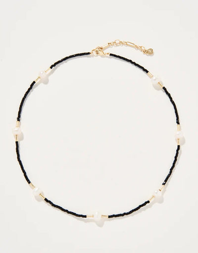 Spartina Pearl Bitty Black Bead Necklace Black