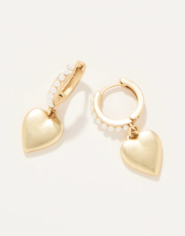 Spartina Pearl Hoop Heart Earrings