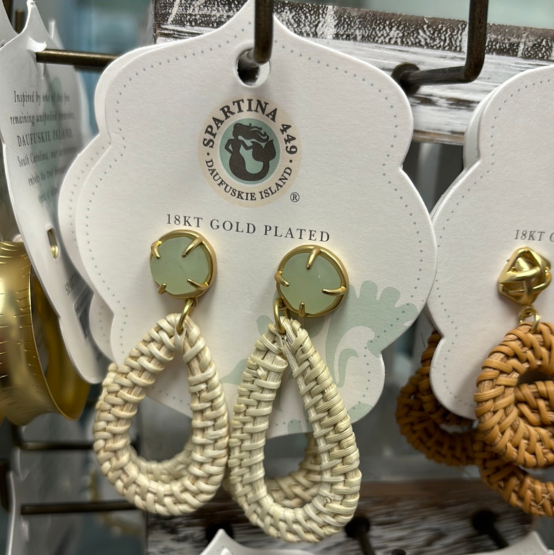 Spartina Poolside Wicker Earrings Seafoam Green