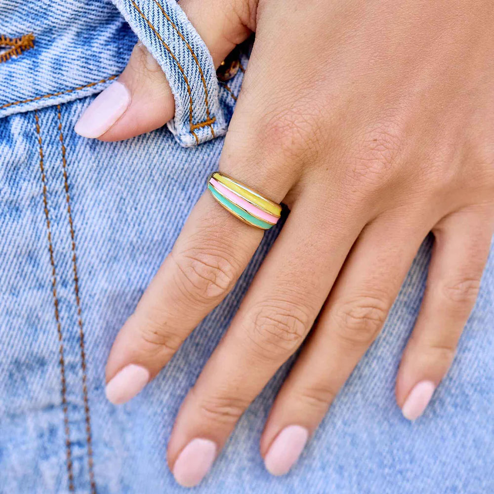 Pura Vida Sunset Striped Dome Ring