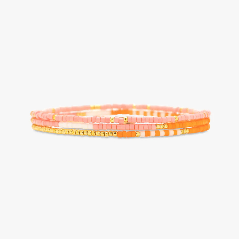 Pura Vida Sunset Vibes Seed Stretch Bracelet Set