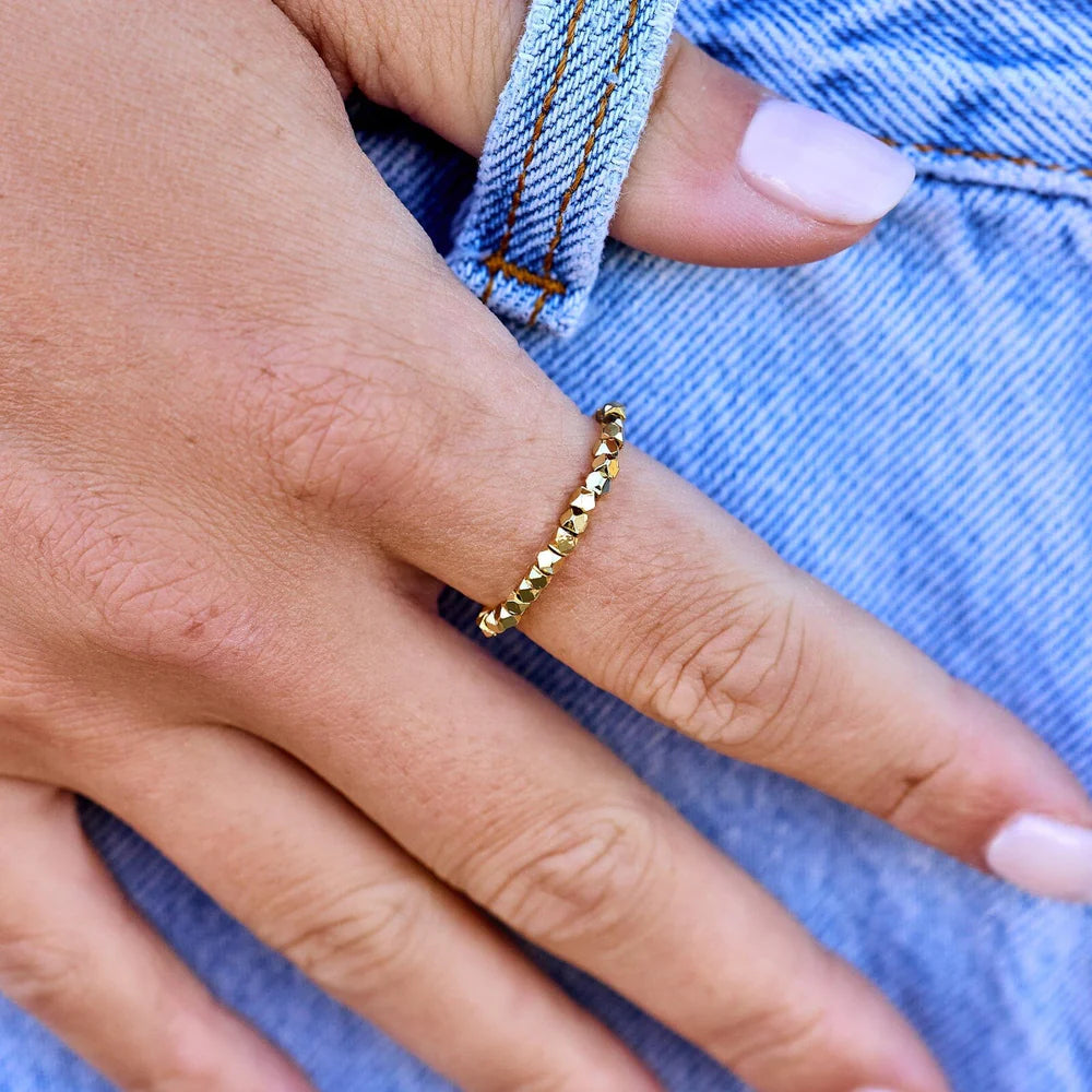 Pura Vida Gold Bead Stretch Ring