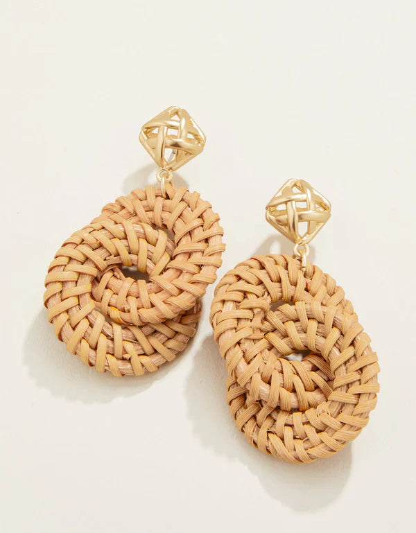 Spartina Cane Wicker Ring Earrings Brown