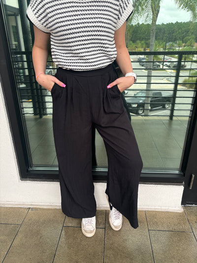 Smocked Back Pin Tuck Pants