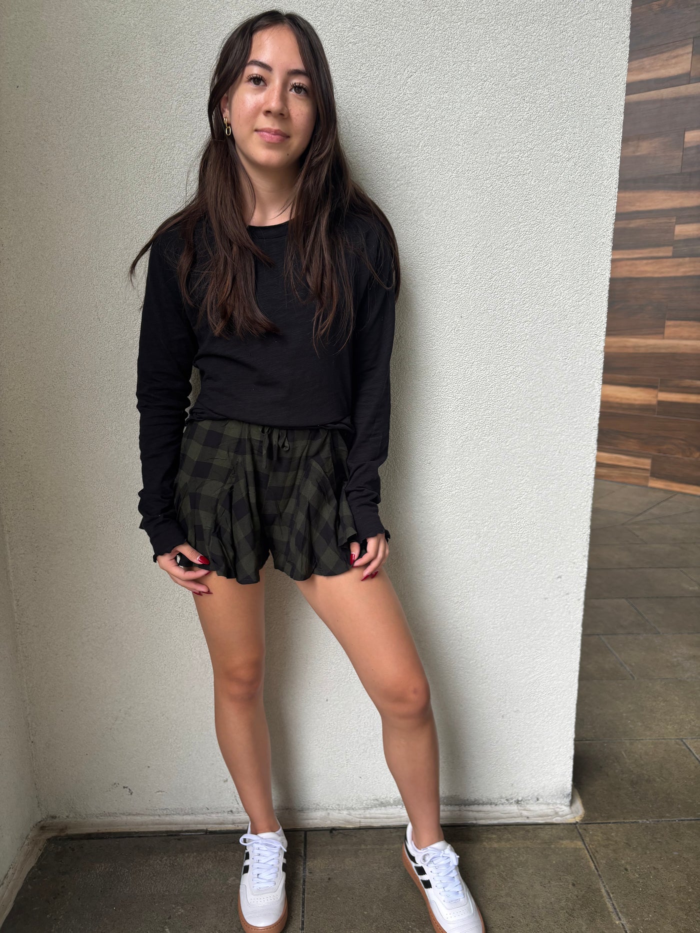 Plaid Ruffled Drawstring Shorts