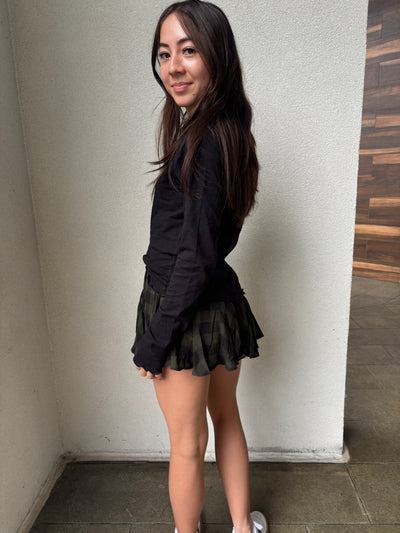 Plaid Ruffled Drawstring Shorts