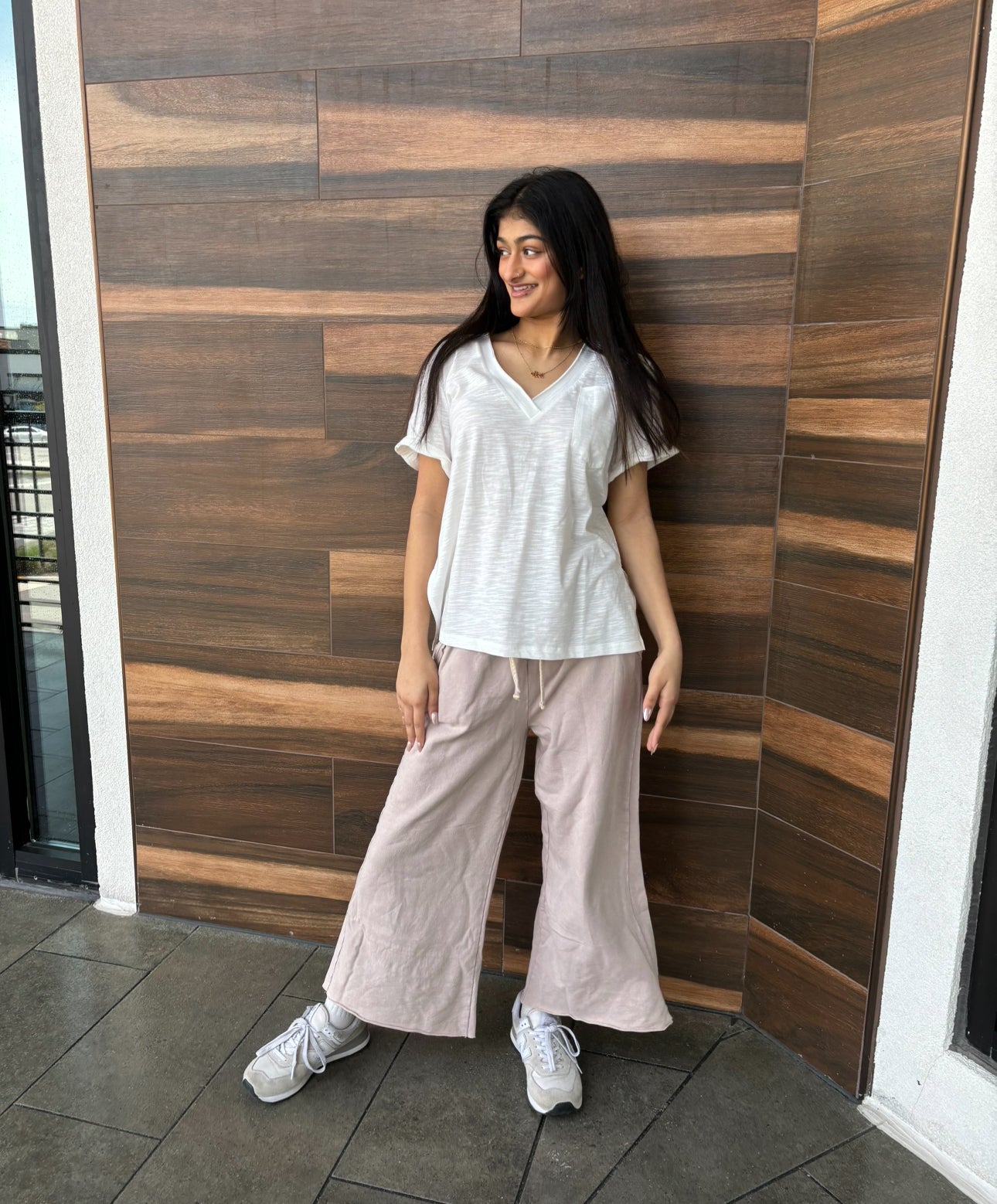 Washed French Terry Palazzo Pants