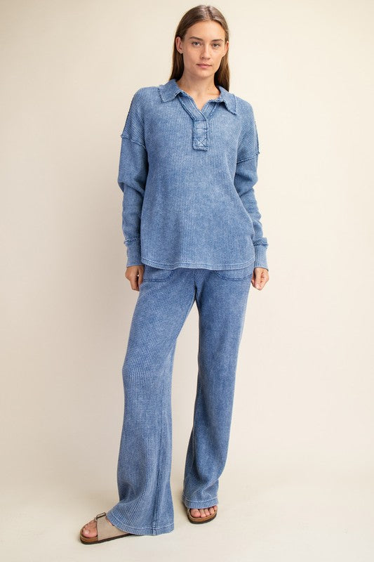 Mineral Washed Cotton Waffle Sweatpants