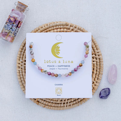 Lotus and Luna Peace + Happiness 4mm Healing Necklace