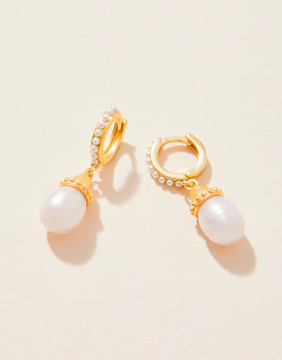 Spartina Drop Hoop Pearl Earrings