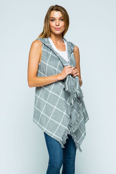 Grey Sleeveless Hoodie Vest Jacket-Final Sale one left