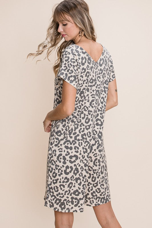 Animal Print Romper With Side Pockets-Final Sale