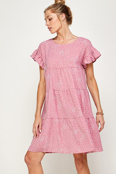 Dots Print Ruffle Sleeve Dress- Final Sale