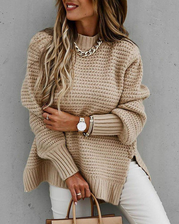 Rib Knit Khaki Sweater