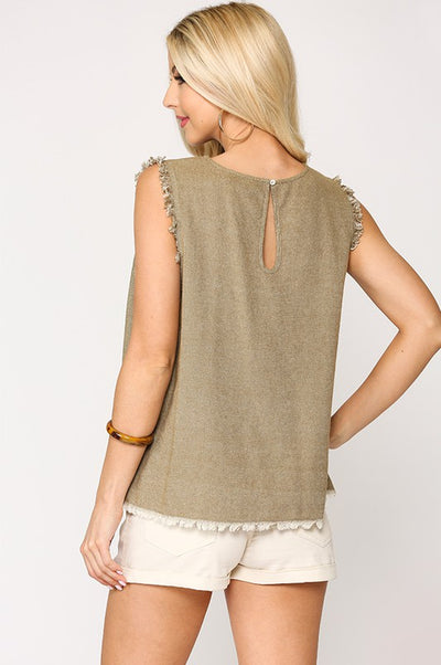 Frayed Hem Tank Top-Final Sale