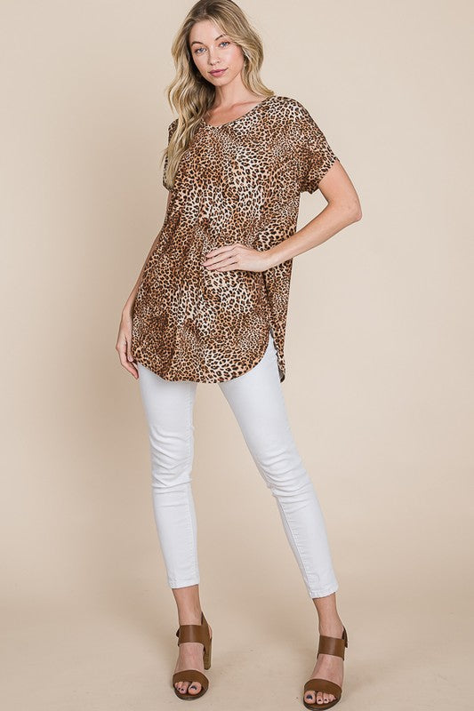 Loose Fit Animal Print Top-Final Sale