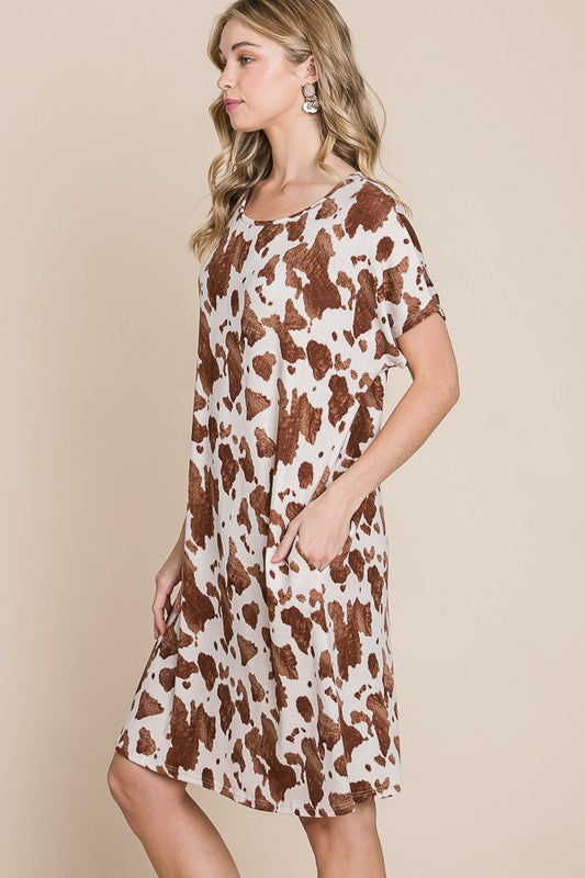 Relaxed Animal Print Dress With Pockets-Final Sale