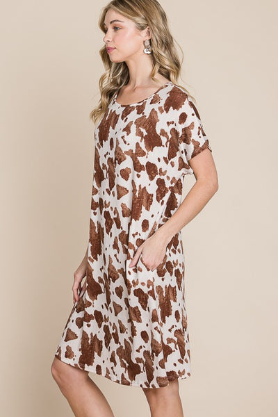 Relaxed Animal Print Dress With Pockets-Final Sale