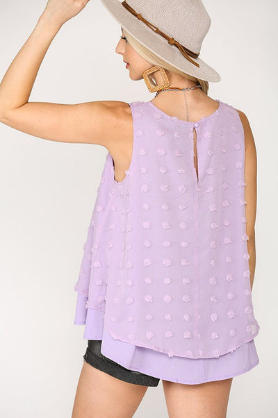 Sleeveless Flowy Dot Fabric Top- Final Sale