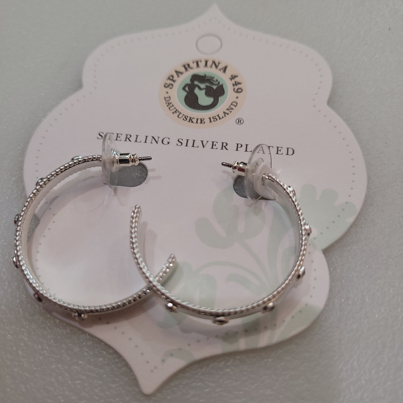 Spartina Cristal Hoop Silver Earrings