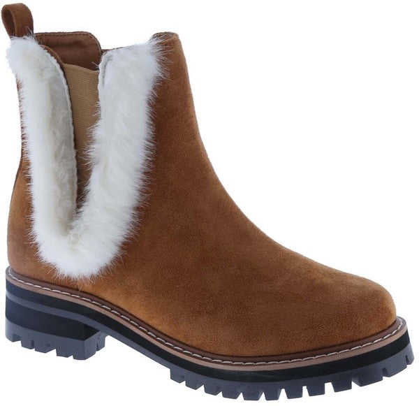 Tan Boots with Faux Fur