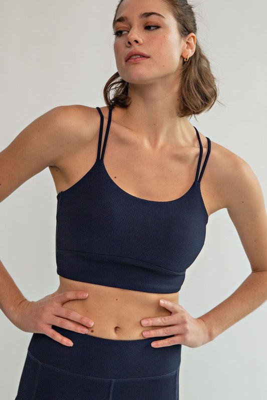 Nylon Rib Removable Athletic Bra